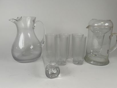 Glass orangeade set including: - a pitcher...