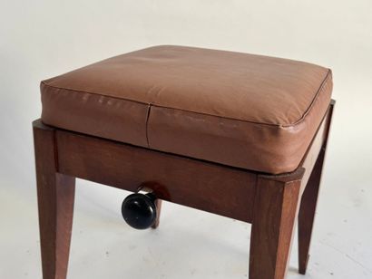 Molded wood piano stool, leather seat, height...