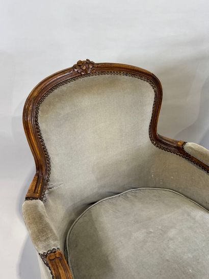 Pair of molded and carved wood bergères,...