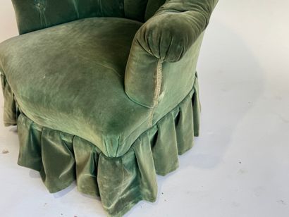 Green velvet upholstered toad chair with...