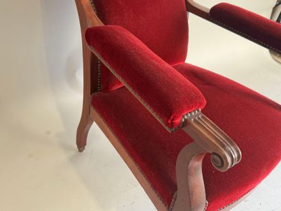 Voltaire armchair in molded and stained wood,...