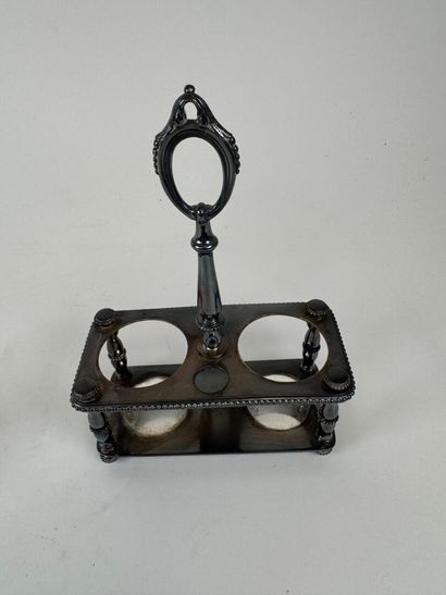 ERCUIS.
Silver-plated oil and vinegar cruet...