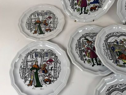 Faïencerie de SALINS.
Series of 10 polychrome...