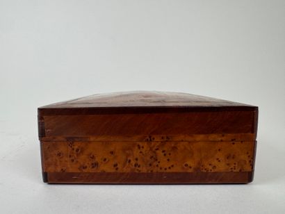 Two rectangular boxes in inlaid elm burl...