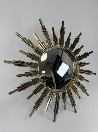 Circular Witch mirror in gilded and openwork...
