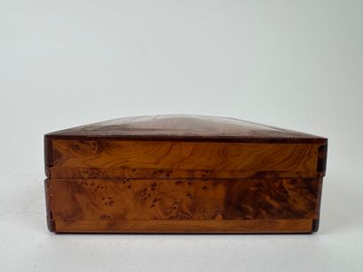 Two rectangular boxes in inlaid elm burl...