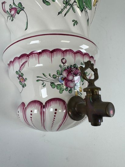 Polychrome earthenware fountain decorated...
