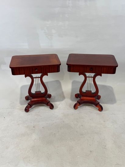 Pair of wood and veneer drop-leaf flying...