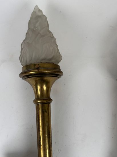 Pair of bronze sconces in the shape of a...