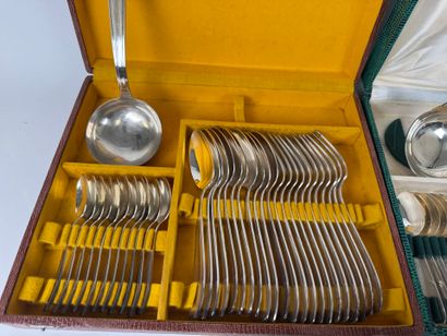 Two silver-plated menagères, each with :
-...