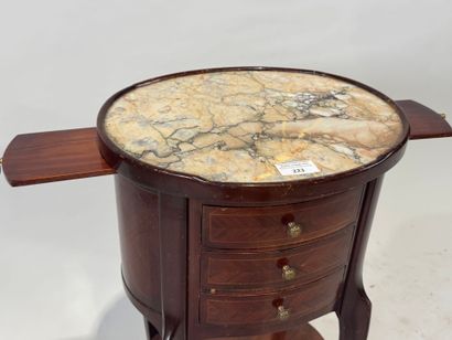 Small bedside table in wood and veneer opening...