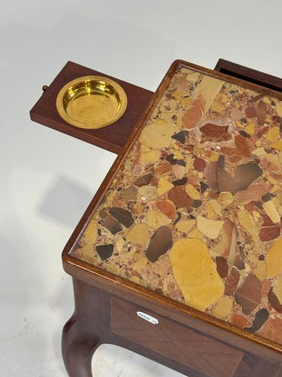 Small bedside table in wood and veneer opening...