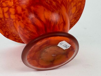 Vase with flared neck in orange-tinted marbled...