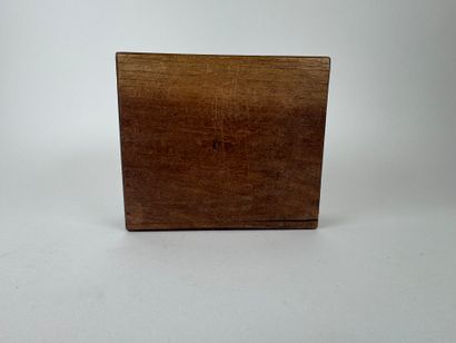 Wooden and marquetry token box, the lid decorated...