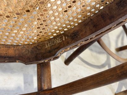 THONET.
Pair of bentwood armchairs, caned...