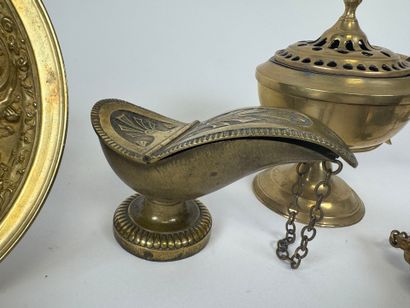 Various objects in brass and gilt and chased...