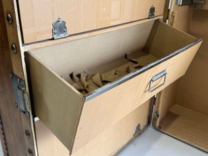 Wood, leather and brass cabin trunk, the...