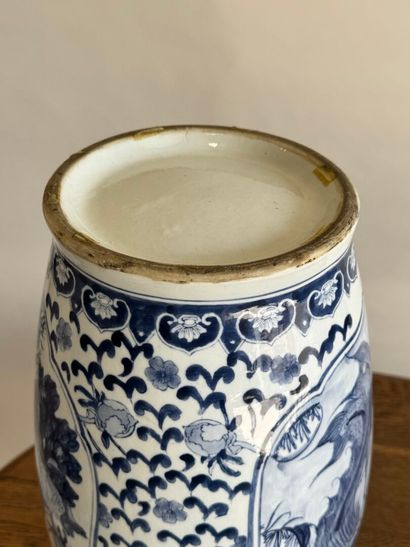 CHINA, 20th century.
Blue and white enameled...
