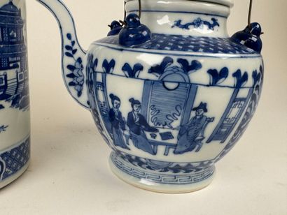 ASIA, 20th C. Two blue and white porcelain...