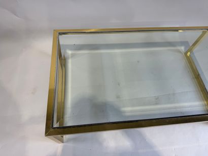 Coffee table with square, gilded tubular...