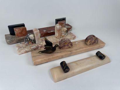 Suite of four photo holders in marble, onyx...