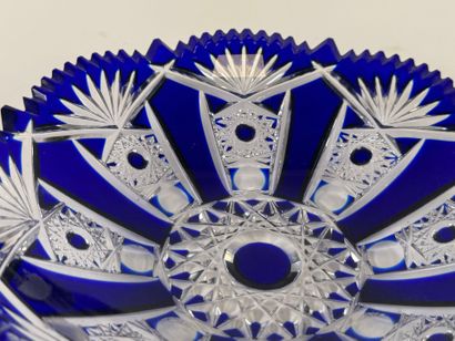 Small cut and partially colored crystal goblet...