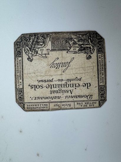 Lot of banknotes, assignats and coupons.
(wear,...
