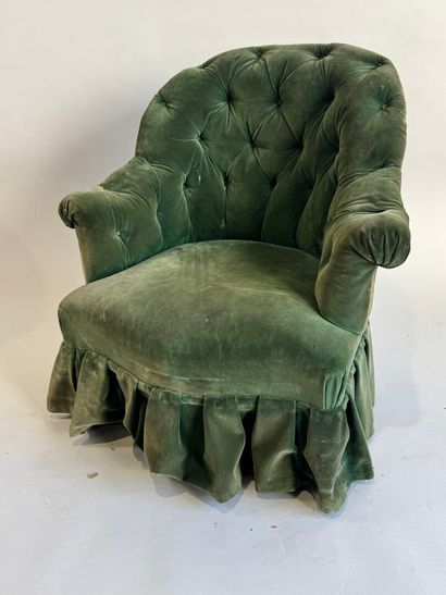 Green velvet upholstered toad chair with...