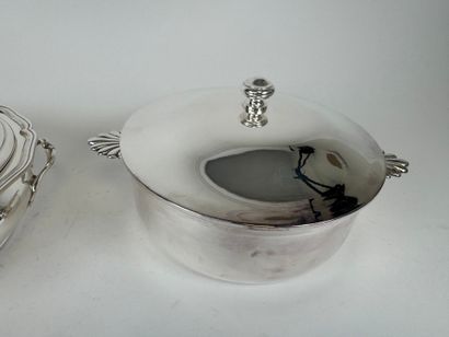 Two silver-plated covered vegetable dishes,...
