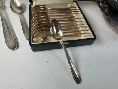 Two silver-plated menagères, each with :
-...