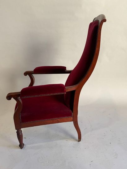 Voltaire armchair in molded and stained wood,...