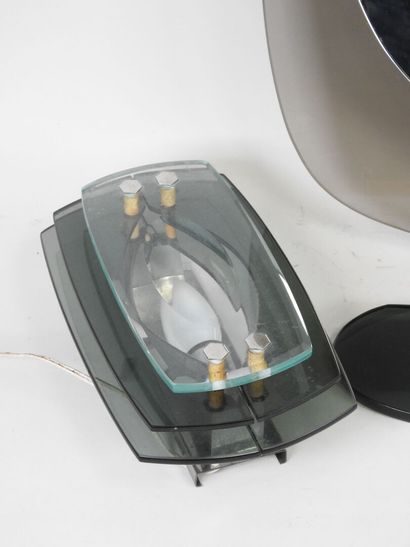 Glass and smoked glass bathroom set, including...