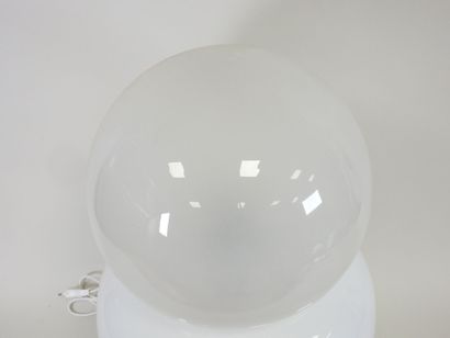 Lamp with two white-tinted glass globes and...