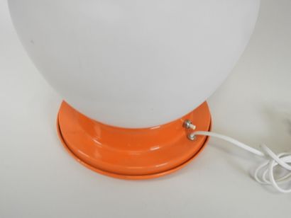 Lamp in white-tinted glass and orange-lacquered...