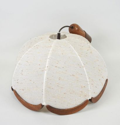 Wood and wool dome-shaped pendant with panels.
Work...