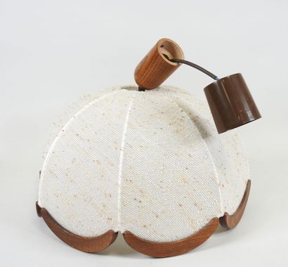 Wood and wool dome-shaped pendant with panels.
Work...