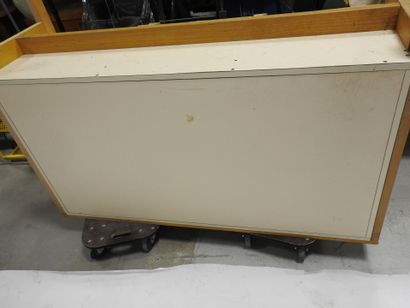 Wood and plywood sideboard opening with three...