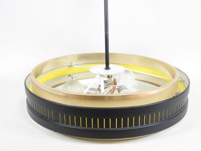 Circular hanging lamp in gilded metal, black,...