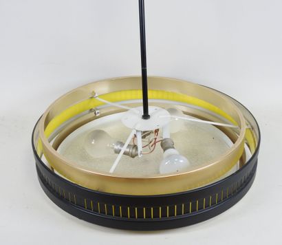 Circular hanging lamp in gilded metal, black,...
