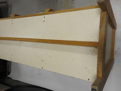 Wood and plywood sideboard opening with three...