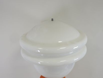 Lamp in white-tinted glass and orange-lacquered...