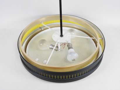 Circular hanging lamp in gilded metal, black,...
