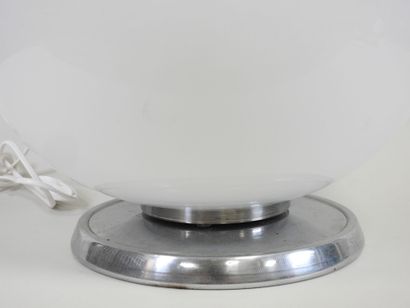 Lamp with two white-tinted glass globes and...