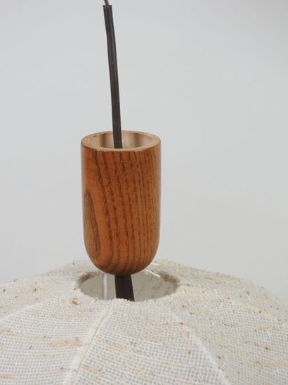 Wood and wool dome-shaped pendant with panels.
Work...