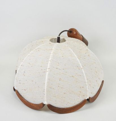 Wood and wool dome-shaped pendant with panels.
Work...