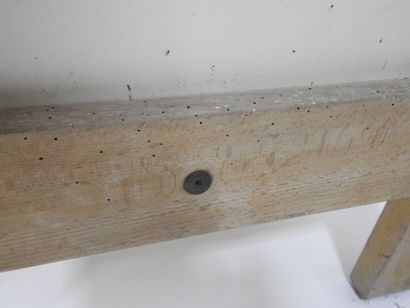 Wood and plywood sideboard opening with three...