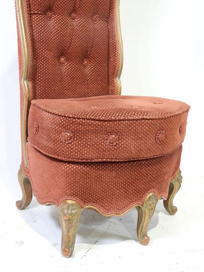 Molded, carved and gilded wood wing chair,...