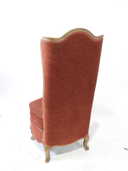 Molded, carved and gilded wood wing chair,...
