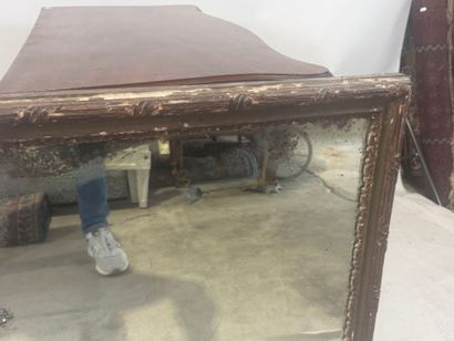 Rectangular mirror in wood and patinated...