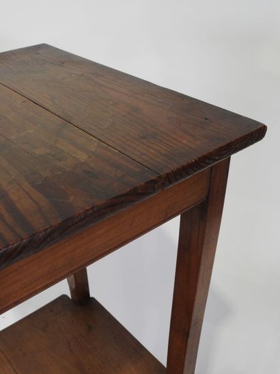 Natural wood sellette with square top, legs...